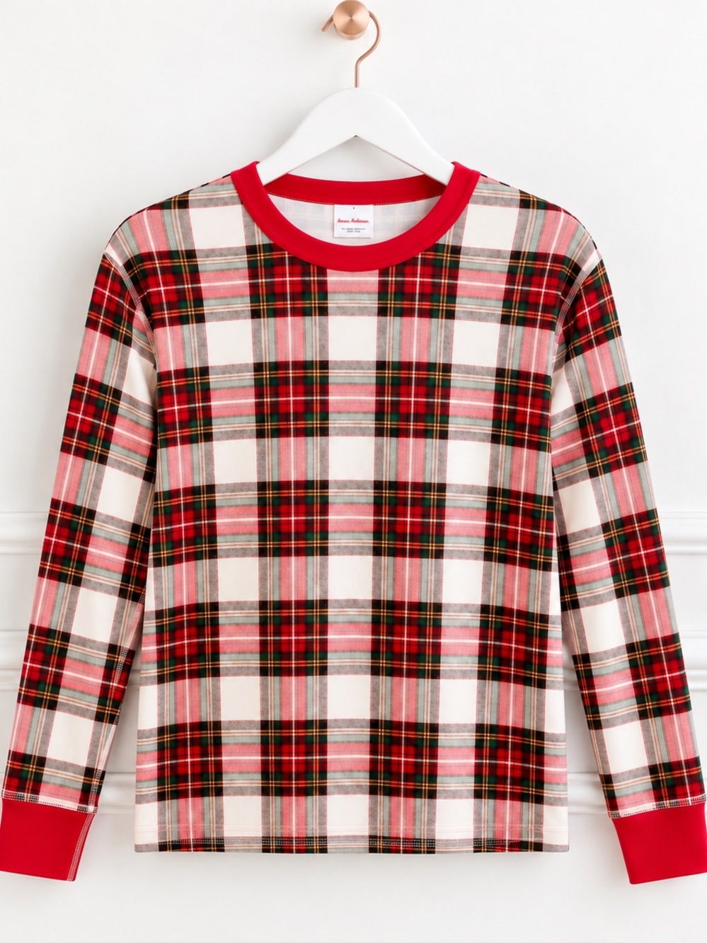 Hanna Andersson Womens Small Red Green Plaid Christmas Holiday Pajama Shirt Top